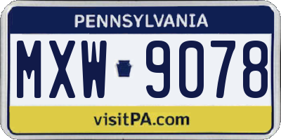 PA license plate MXW9078
