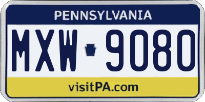 PA license plate MXW9080
