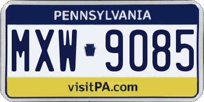 PA license plate MXW9085