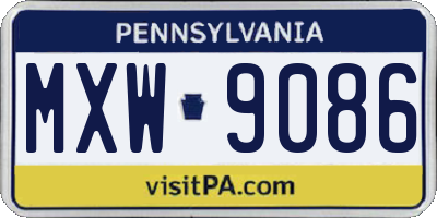 PA license plate MXW9086
