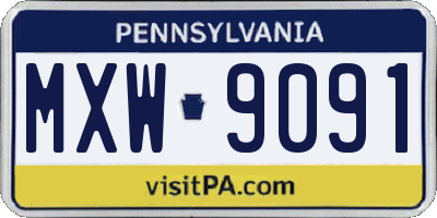 PA license plate MXW9091