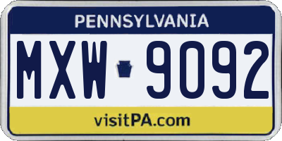 PA license plate MXW9092