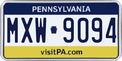 PA license plate MXW9094