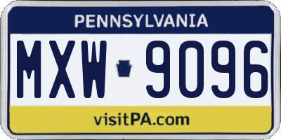 PA license plate MXW9096