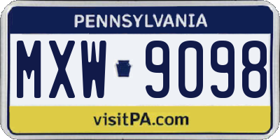 PA license plate MXW9098