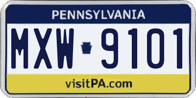 PA license plate MXW9101