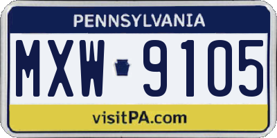 PA license plate MXW9105