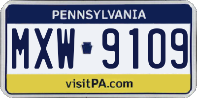 PA license plate MXW9109