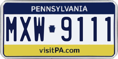 PA license plate MXW9111