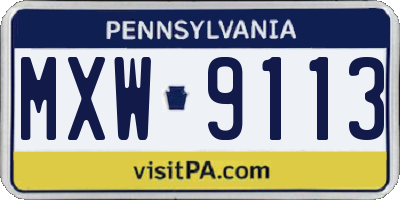 PA license plate MXW9113