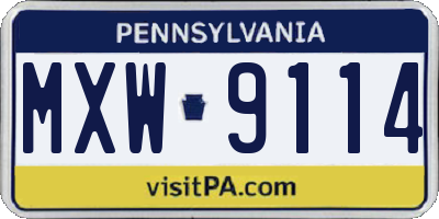 PA license plate MXW9114