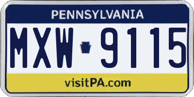 PA license plate MXW9115