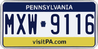 PA license plate MXW9116