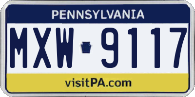 PA license plate MXW9117