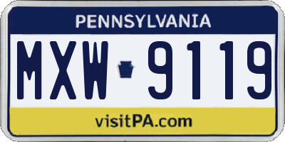 PA license plate MXW9119
