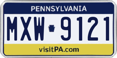 PA license plate MXW9121