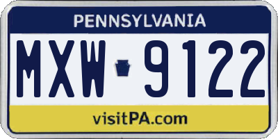 PA license plate MXW9122