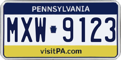 PA license plate MXW9123