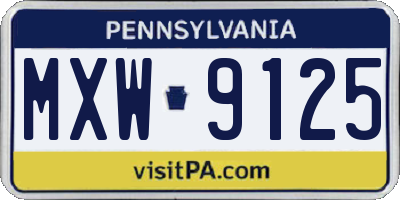 PA license plate MXW9125