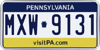 PA license plate MXW9131