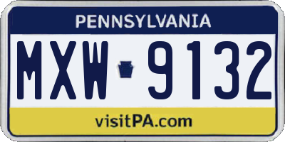 PA license plate MXW9132