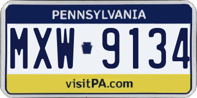 PA license plate MXW9134