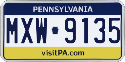 PA license plate MXW9135