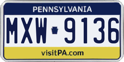 PA license plate MXW9136