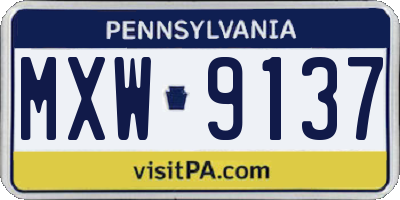 PA license plate MXW9137