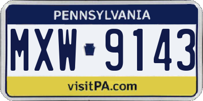 PA license plate MXW9143