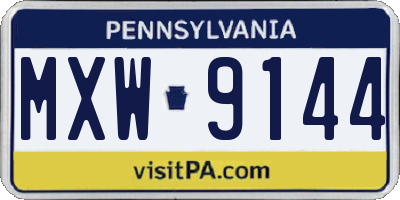 PA license plate MXW9144