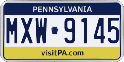 PA license plate MXW9145