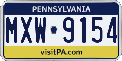 PA license plate MXW9154