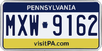 PA license plate MXW9162
