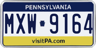 PA license plate MXW9164
