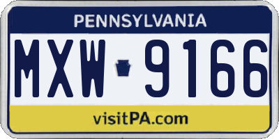 PA license plate MXW9166