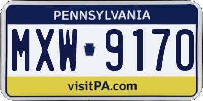 PA license plate MXW9170