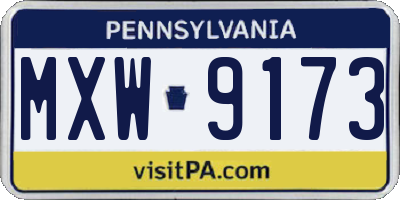 PA license plate MXW9173