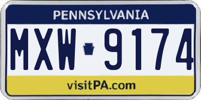 PA license plate MXW9174