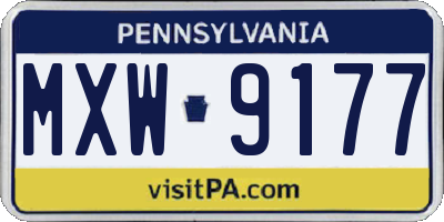 PA license plate MXW9177