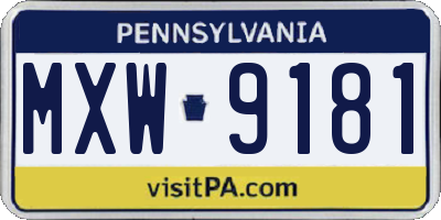 PA license plate MXW9181