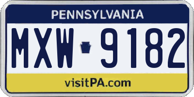 PA license plate MXW9182