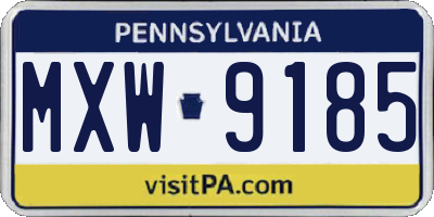 PA license plate MXW9185