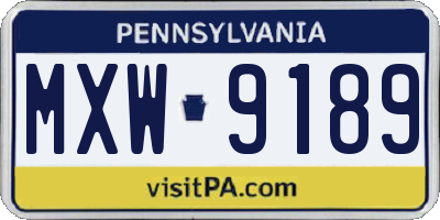 PA license plate MXW9189