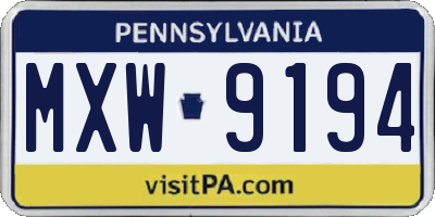 PA license plate MXW9194