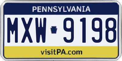 PA license plate MXW9198