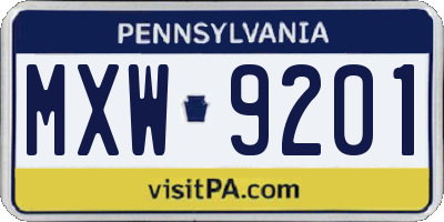 PA license plate MXW9201
