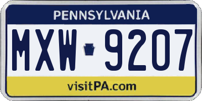 PA license plate MXW9207