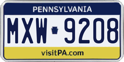 PA license plate MXW9208
