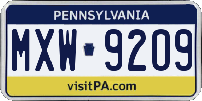 PA license plate MXW9209